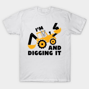 I'm 2 and Digging it Funny 2rd Birthday Excavator Kids Gift T-Shirt